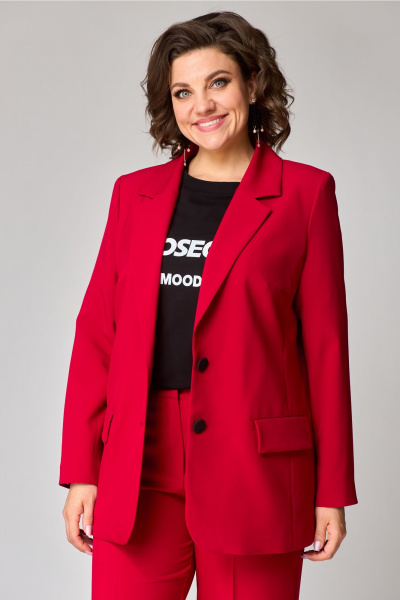 Демисезонный костюм 3 предмета с жакетом и футболкой Твой имидж 2077 красный - фото 8