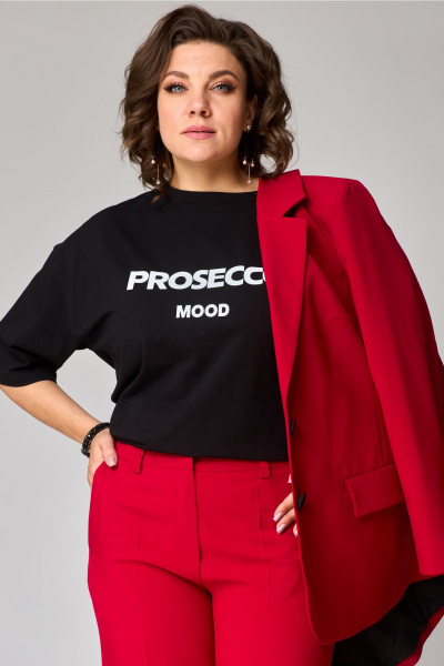 Демисезонный костюм 3 предмета с жакетом и футболкой Твой имидж 2077 красный - фото 6