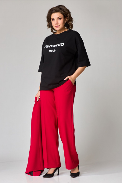 Демисезонный костюм 3 предмета с жакетом и футболкой Твой имидж 2077 красный - фото 3