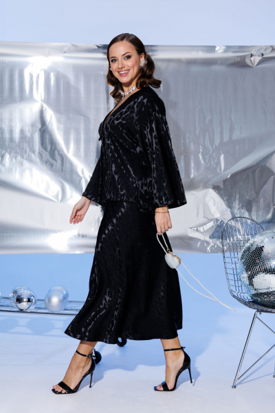 Костюм нарядный из вискозы блуза и юбка в круглый год Mubliz 234 черный - фото 13