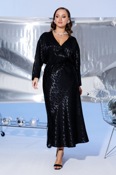 Костюм нарядный из вискозы блуза и юбка в круглый год Mubliz 234 черный - фото 8