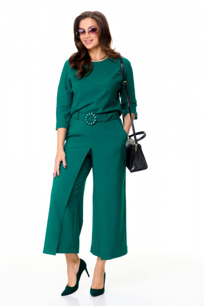 Костюм из текстиля юбка-брюки и блуза на каждый день Taita plus 2438 бирюза - фото 8