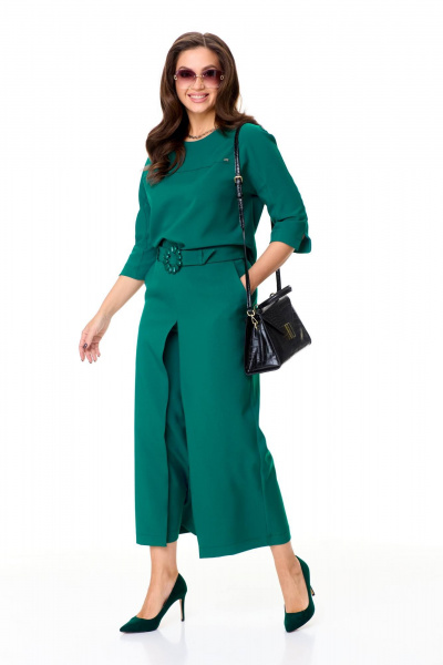 Костюм из текстиля юбка-брюки и блуза на каждый день Taita plus 2438 бирюза - фото 6