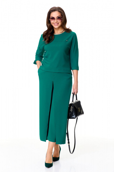 Костюм из текстиля юбка-брюки и блуза на каждый день Taita plus 2438 бирюза - фото 3