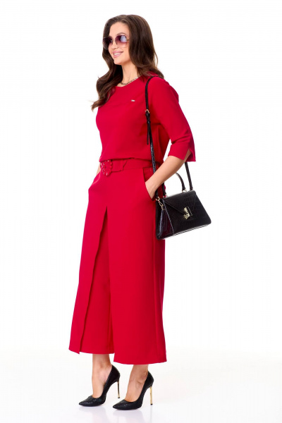 Костюм из шерсти юбка-брюки и блуза с регланом Taita plus 2438/1 красный - фото 9
