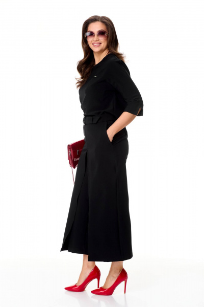 Костюм из шерсти юбка-брюки и блуза с регланом Taita plus 2438/2 черный - фото 8