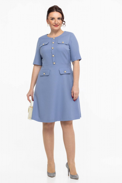 Платье шерстяное с декоративными клапанами и пуговицами Дорофея 827 лавандовый - фото 1