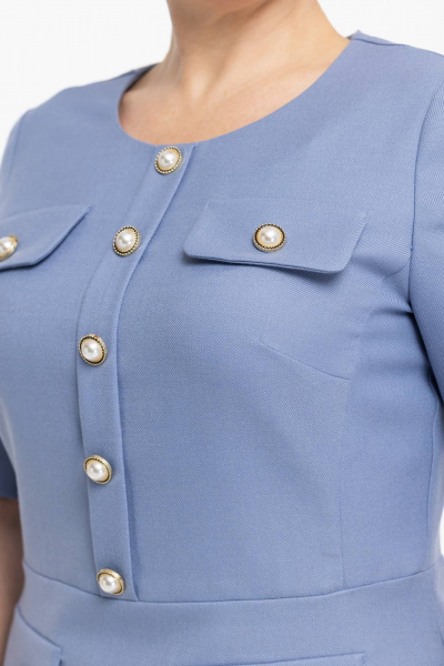 Платье шерстяное с декоративными клапанами и пуговицами Дорофея 827 лавандовый - фото 7