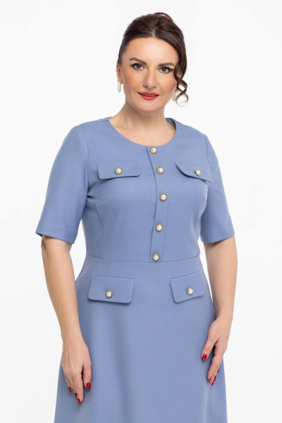 Платье шерстяное с декоративными клапанами и пуговицами Дорофея 827 лавандовый - фото 3