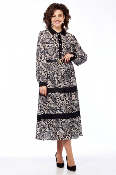 Платье отрезное по талии с воланами и атласной планкой Matini 3.1694/1 - фото 8