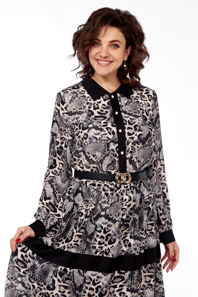 Платье отрезное по талии с воланами и атласной планкой Matini 3.1694/1 - фото 5