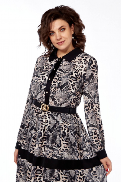 Платье отрезное по талии с воланами и атласной планкой Matini 3.1694/1 - фото 4