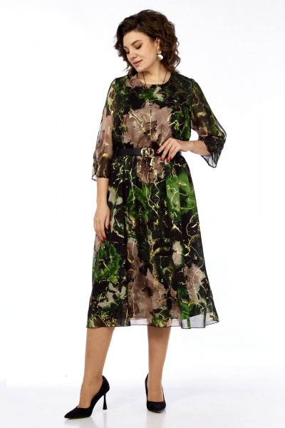 Платье с цельнокроеным вырезом и вставкой из резинки Matini 3.1797 изумруд - фото 9