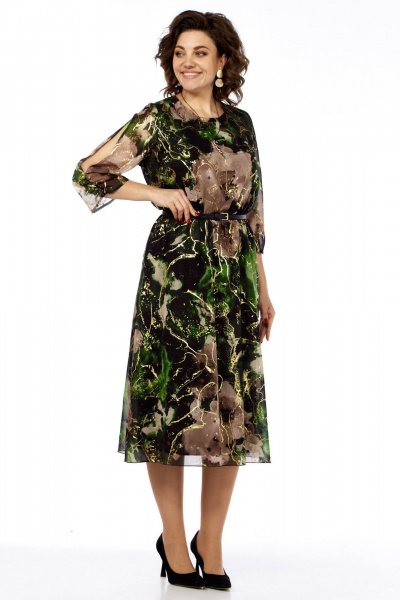 Платье с цельнокроеным вырезом и вставкой из резинки Matini 3.1797 изумруд - фото 7