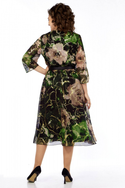 Платье с цельнокроеным вырезом и вставкой из резинки Matini 3.1797 изумруд - фото 6