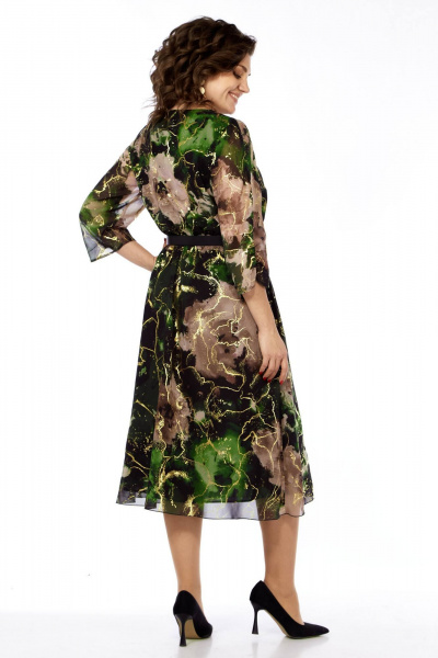 Платье с цельнокроеным вырезом и вставкой из резинки Matini 3.1797 изумруд - фото 2