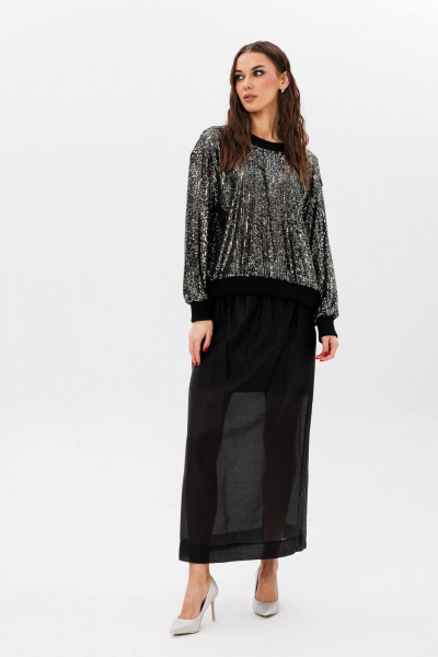 Нарядный костюм из пайеточного свитшота и макси-юбки Fantazia Mod 5054 - фото 6