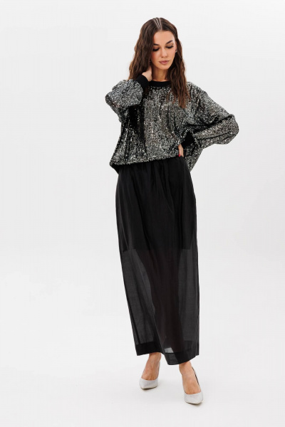 Нарядный костюм из пайеточного свитшота и макси-юбки Fantazia Mod 5054 - фото 2