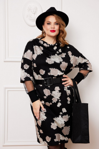 Платье прямого силуэта из трикотажа с карманами и поясом AGATTI 5654 - фото 4