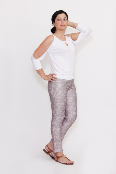 Летние узкие джинсовые брюки 7/8 с эластаном Mirolia 397-Р узор - фото 1