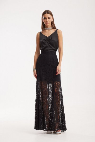 Черный комплект топ и юбка-годе из кружевного полотна N.O.W. 1522 - фото 6