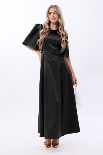 Черное платье с отрезом и коротким рукавом Golden Valley 44093 черный - фото 1