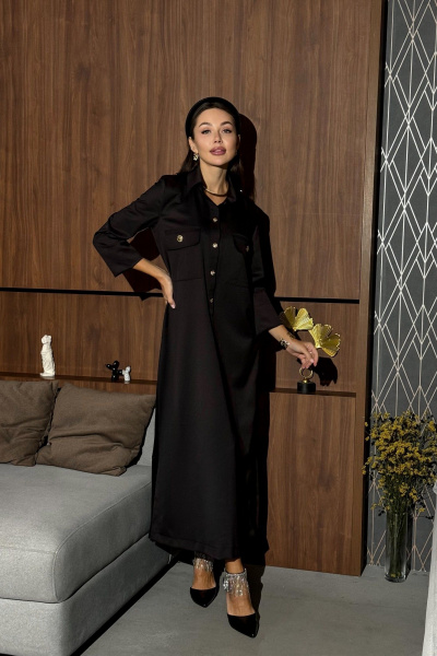 Платье-рубашка из текстиля и шерсти с классическим кройом Pavlova 171 - фото 1