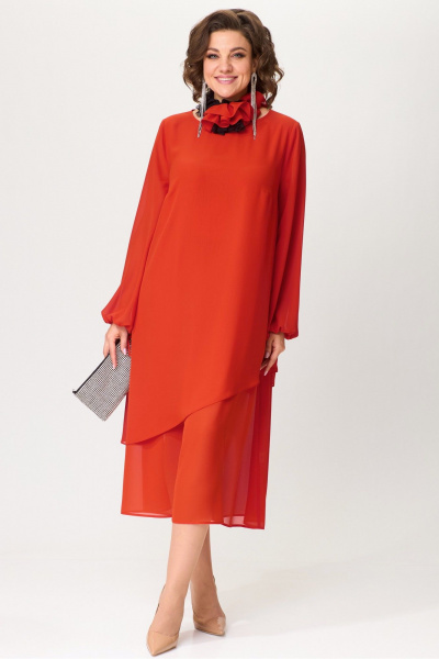 Двойное платье из шифона с асимметричным низом и съемным украшением Angelina & Сompany 1198 - фото 8