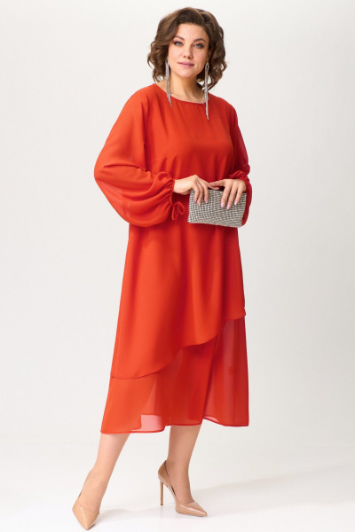 Двойное платье из шифона с асимметричным низом и съемным украшением Angelina & Сompany 1198 - фото 7