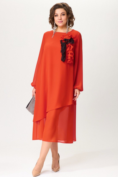 Двойное платье из шифона с асимметричным низом и съемным украшением Angelina & Сompany 1198 - фото 1