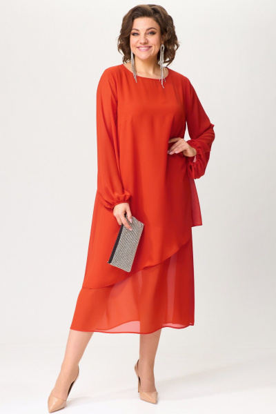 Двойное платье из шифона с асимметричным низом и съемным украшением Angelina & Сompany 1198 - фото 5