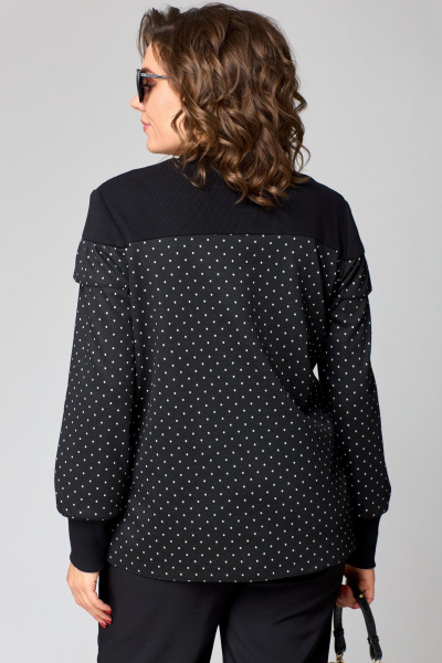 Блуза из двуединого трикотажа с рюшами из вискозы и стойкой воротник EVA GRANT 214-1 принт_горох - фото 4