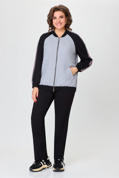 Демисезонный комплект брюки и жакет из текстиля, повседневный DaLi 5729.2 серый - фото 1