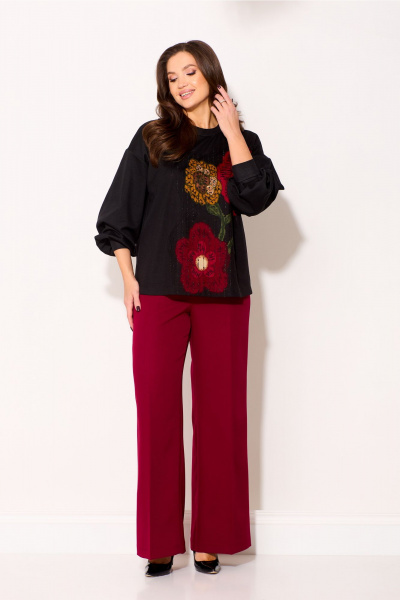 Брюки, джемпер Gizart 5345 кактус-бордо - фото 1