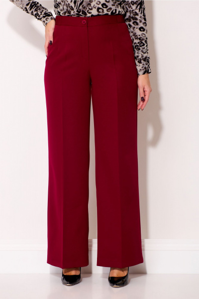 Демисезонные брюки расширенные из текстиля с поясом Gizart 35204 бордовый-1 - фото 6