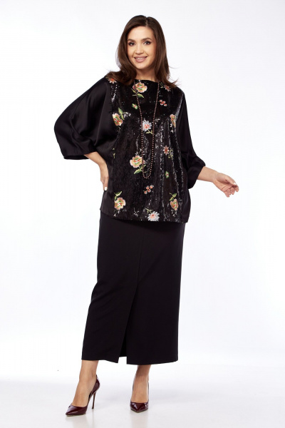 Блуза из атласа с пайеточной вставкой для вечерних образов Needle 565 - фото 3