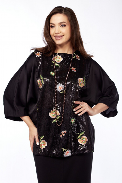 Блуза из атласа с пайеточной вставкой для вечерних образов Needle 565 - фото 2