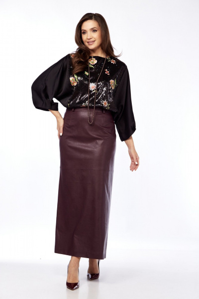 Блуза из атласа с пайеточной вставкой для вечерних образов Needle 565 - фото 8