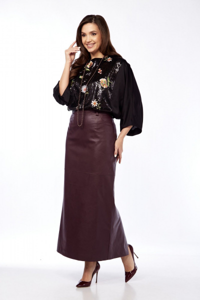 Блуза из атласа с пайеточной вставкой для вечерних образов Needle 565 - фото 7