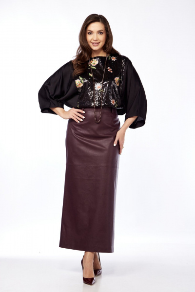 Блуза из атласа с пайеточной вставкой для вечерних образов Needle 565 - фото 6