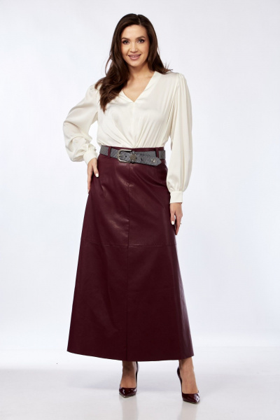 Блуза прямого силуэта с V-образным вырезом из атласа Needle 563 - фото 4