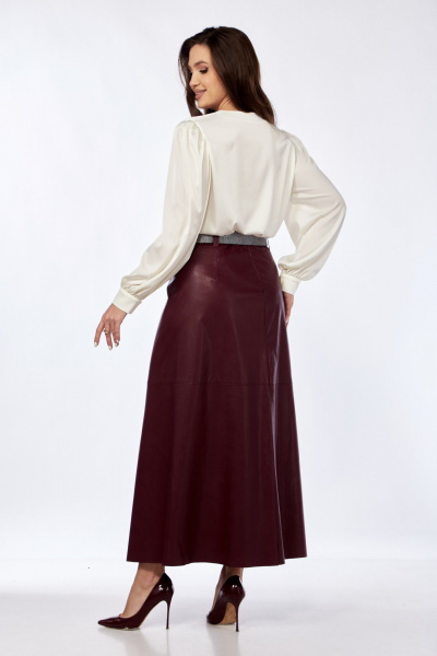 Блуза прямого силуэта с V-образным вырезом из атласа Needle 563 - фото 5