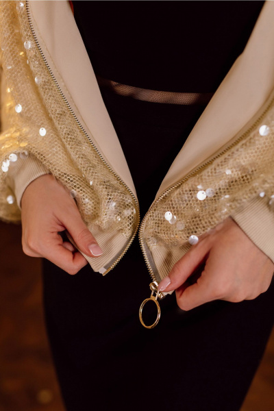 Платье полуприлегающее с сетчатой вставкой и вытачками Jolie 16467 черный - фото 3