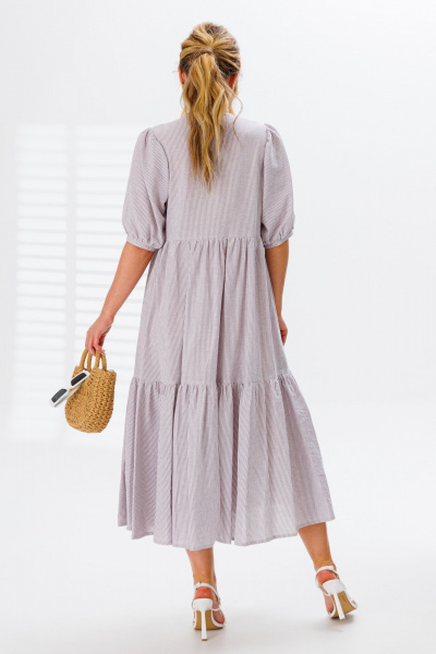 Платье расширенного силуэта с воланами из хлопка Marshop М151 лила - фото 2