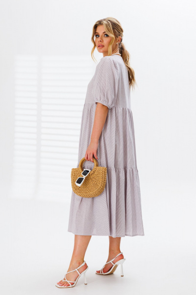 Платье расширенного силуэта с воланами из хлопка Marshop М151 лила - фото 7