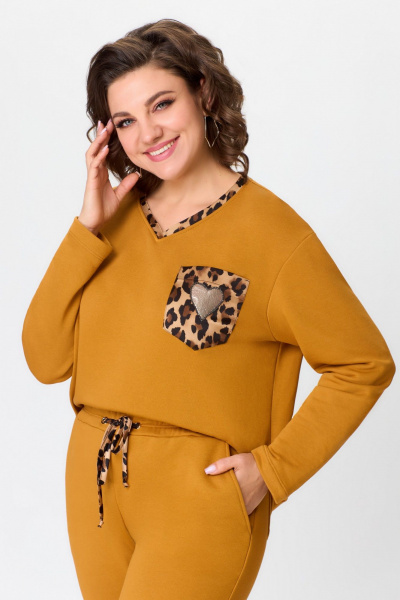 Демисезонный костюм из трикотажа с брюками и джемпером Svetlana-Style 2034 горчица - фото 3