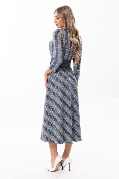 Демисезонное платье с карманами и воротником стойкой Golden Valley 4756-2 синий - фото 2