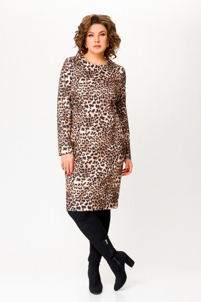 Полуприлегающее платье из мягкого трикотажа до колена Swallow 786.2 леопард - фото 10
