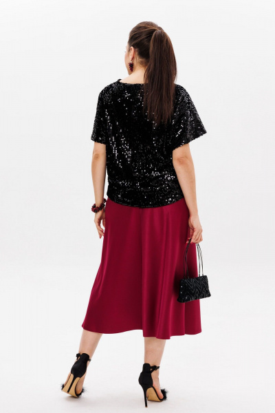 Круглогодичная черная блузка из пайеток с V-образным вырезом Anelli 1522 ликер - фото 4