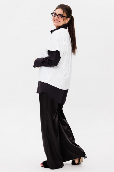 Круглогодняя белая блузка из пайеток с асимметричным низом Anelli 1522 мартини - фото 8